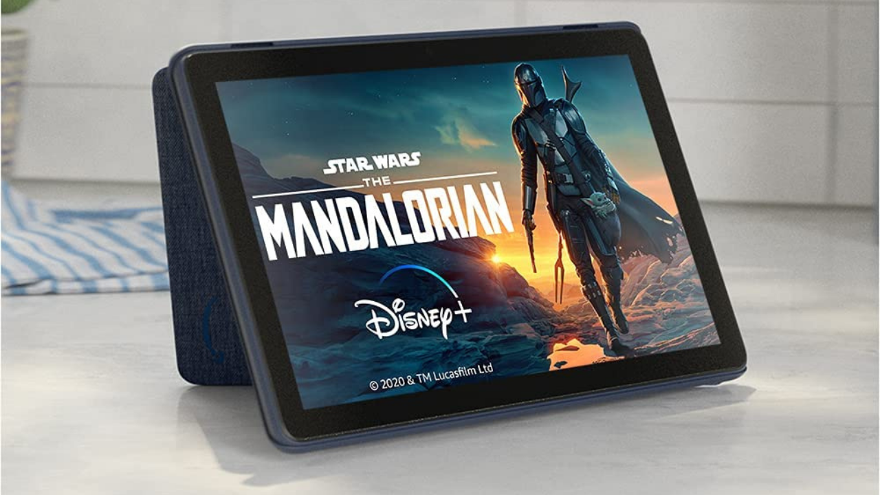 tablet showing disney+ streaming onscreen