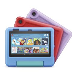 the new fire 7 kids tablet in blue, purple, and red