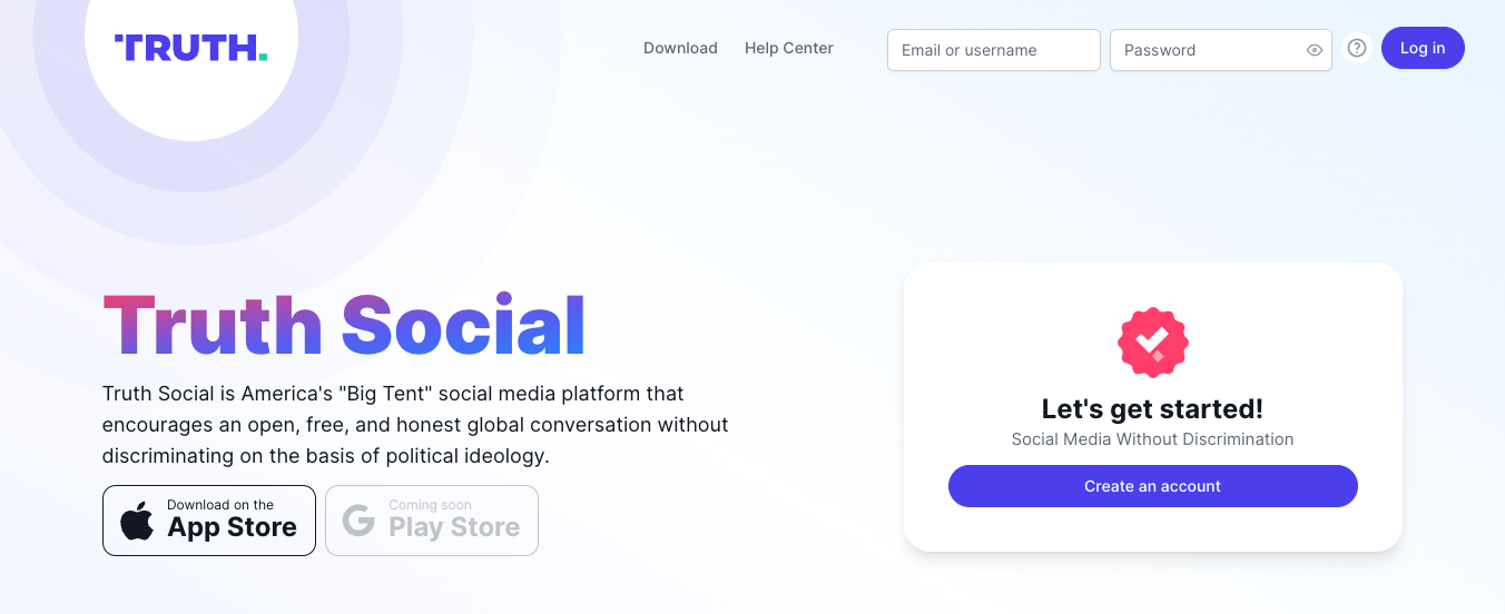 Truth Social Sign Up Page