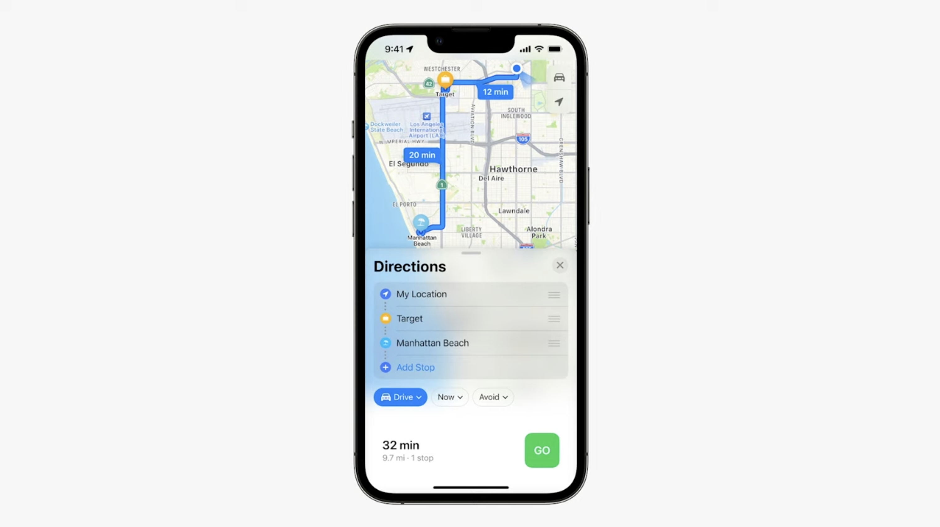 iphone with map with multiple stops