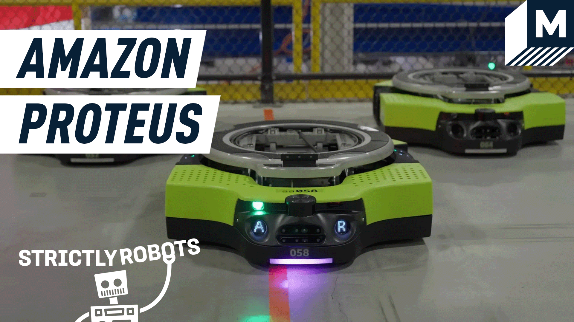 Three Amazon Proteus autonomous robots.