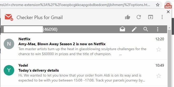 screenshot of Checker plus for gmail chrome extension