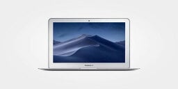 Macbook air with blue desert screensaver