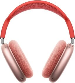 a pair of pink airpods max