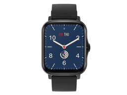 Black smart watch with blue face