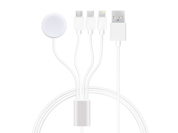 White charging cable with four heads