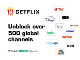 Streaming website logos next to ad text