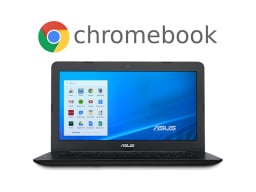 Black chromebook with app menu open