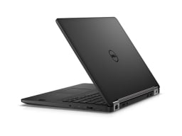 Black laptop half-open from back