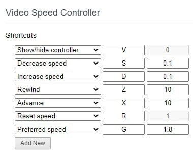 screenshot of the speed controller