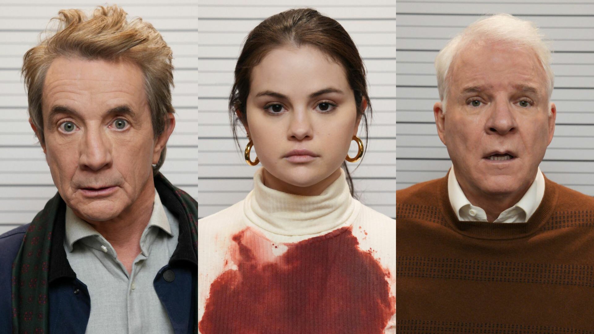 A composite of stills from the Hulu series "Only Murders in the Building."