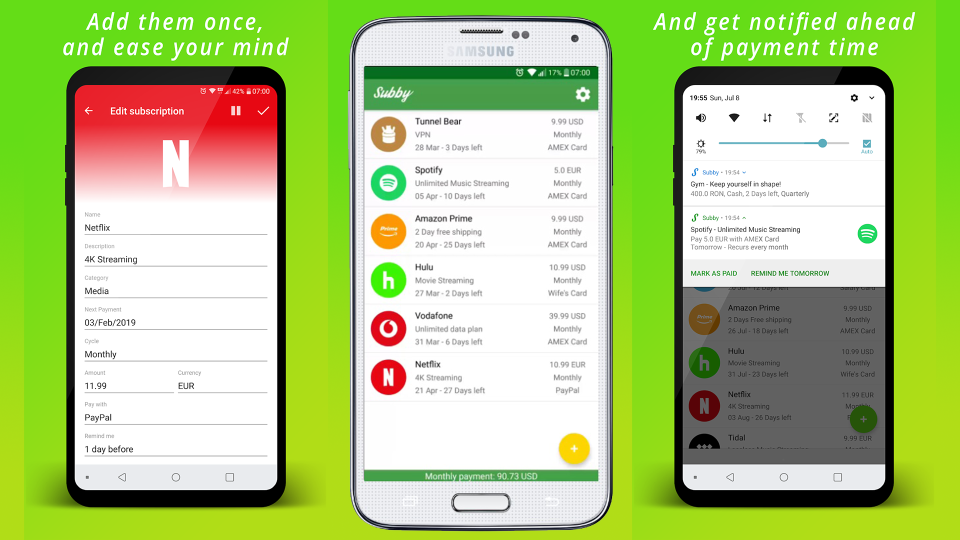 subby app on android with ugly green background