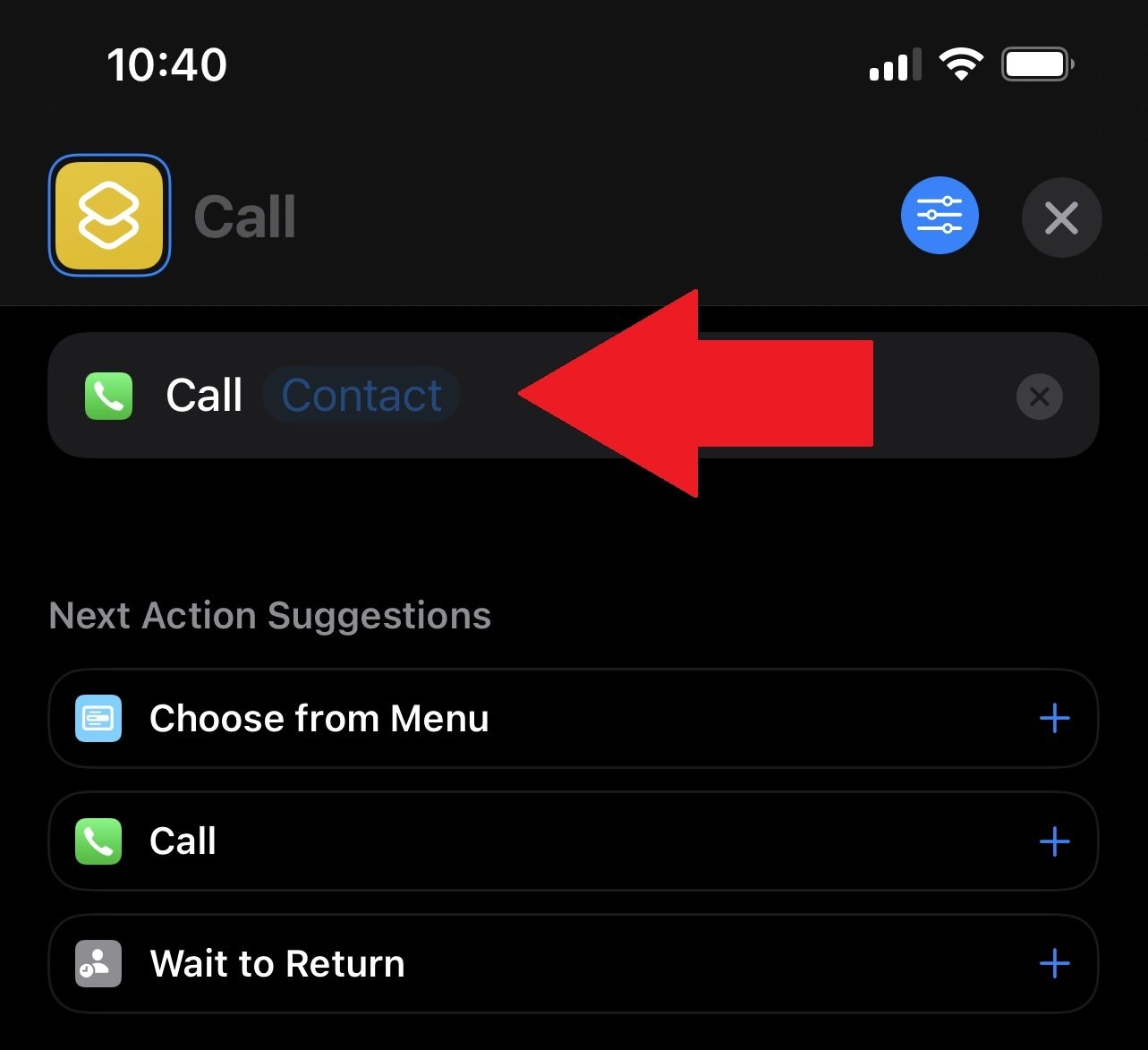 screenshot of speed dial shortcut