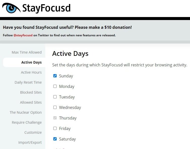 StayFocusd screenshot