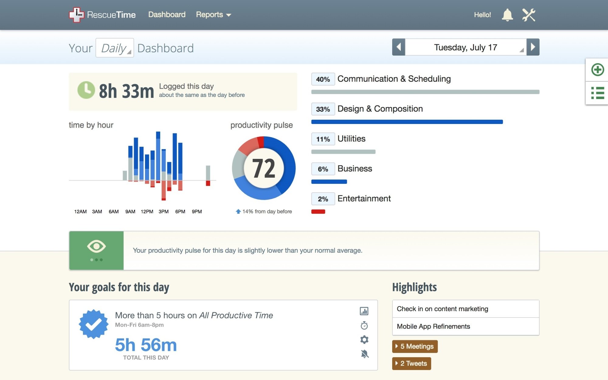 screenshot of focustime