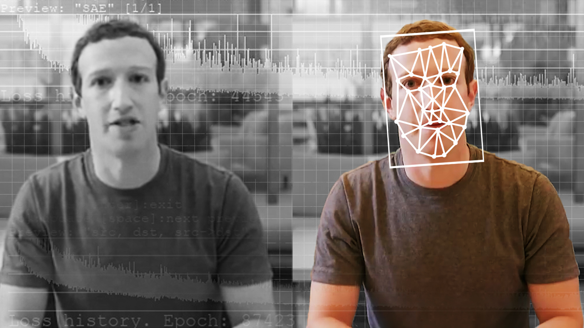 A comparison of an original and deepfake video of Facebook CEO Mark Zuckerberg. 