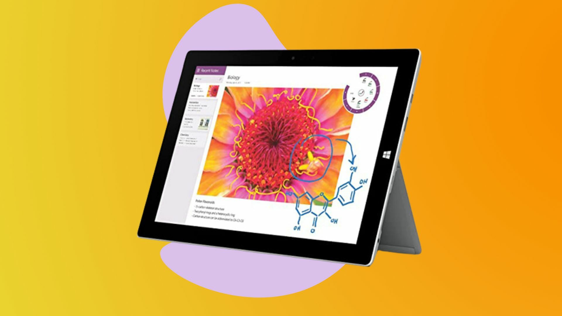 Microsoft Surface 3 Intel Atom Z8700 (refurbished) on a colorful background.