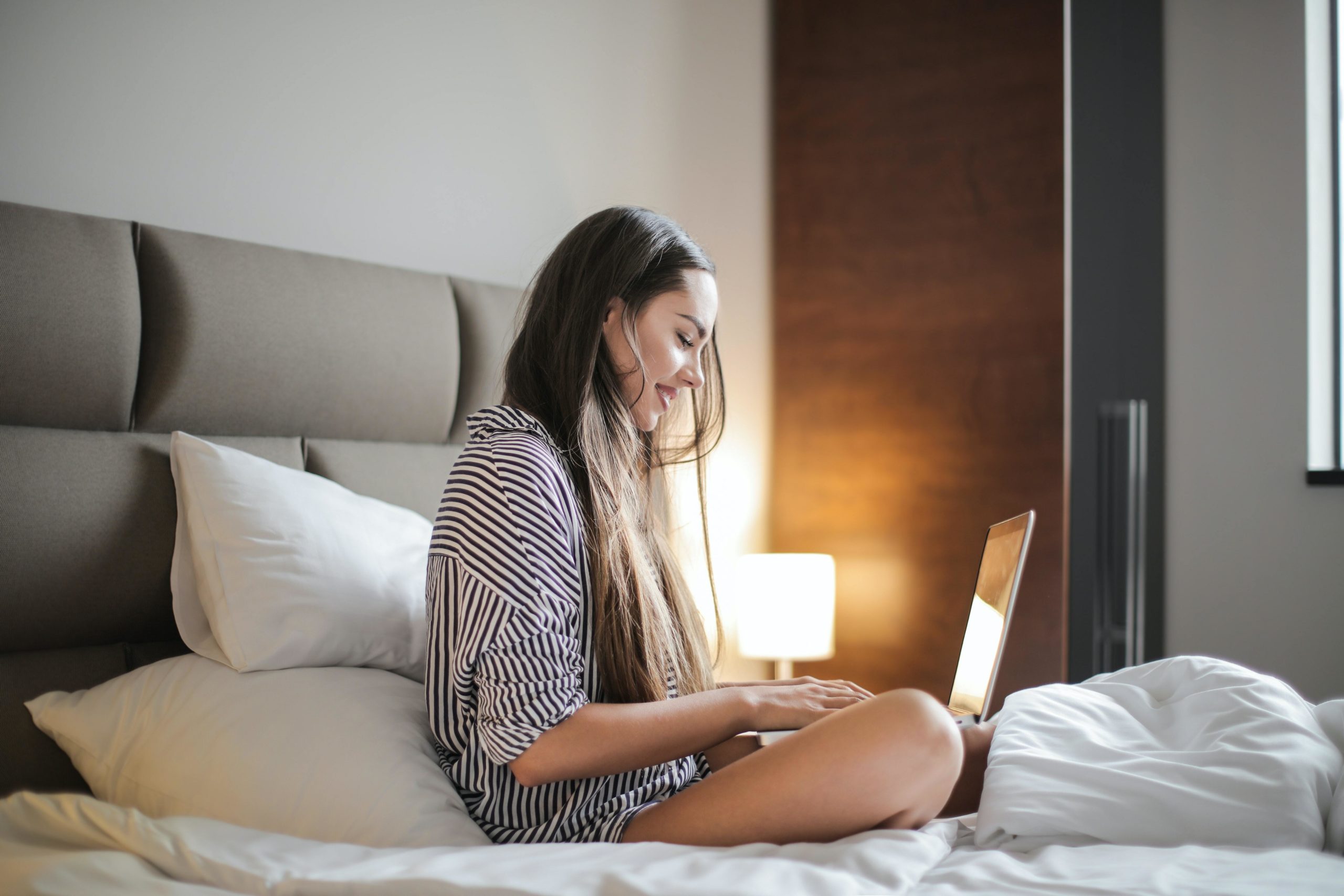 Girl looking at laptop