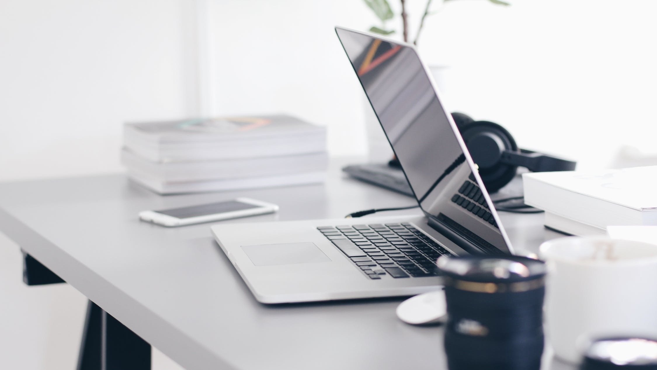 Laptop on a table.