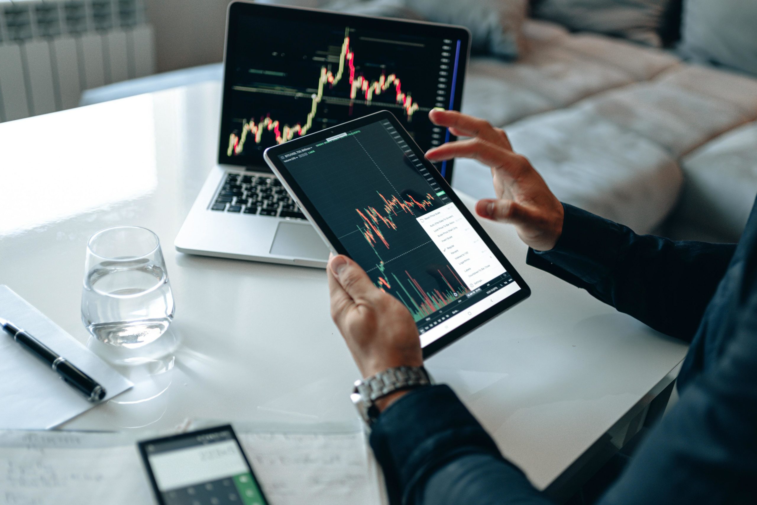 Stock market on tablet