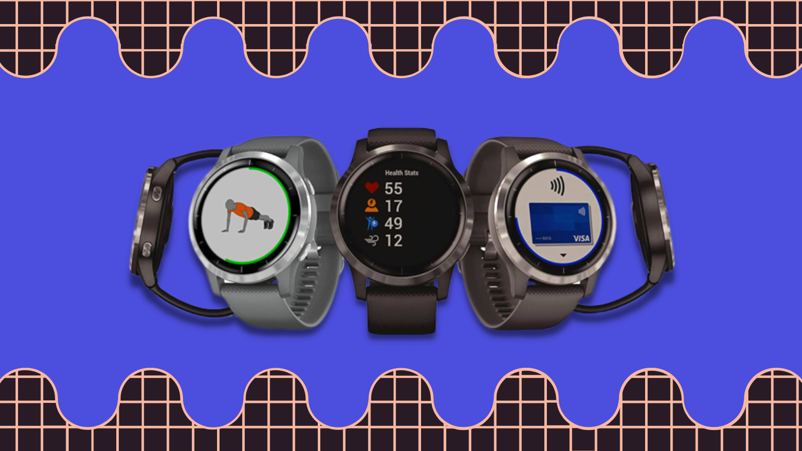 garmin vivoactive 4 smartwatches with different screen images