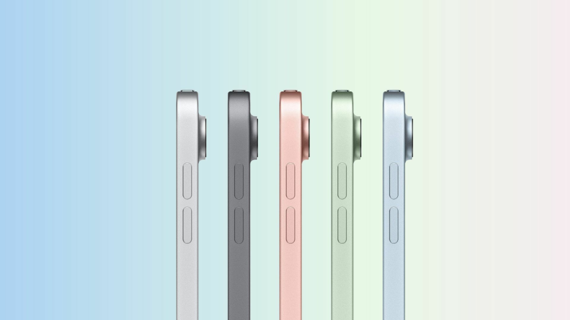 five ipad airs on a gradient background