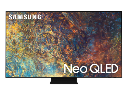 Samsung Neo QLED TV with colorful screensaver