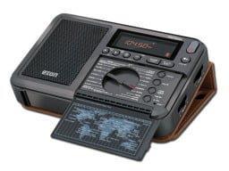Eton Elite Traveler Radio & Custom Leather Carry Cover on a white background.
