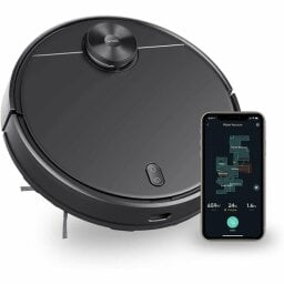 Black robot vacuum