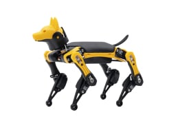 Black and yellow robot dog