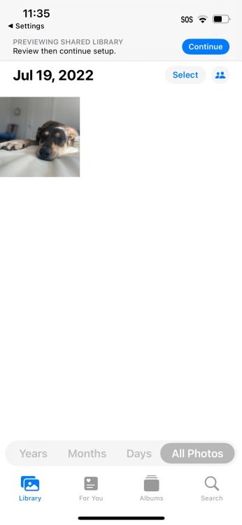 iPhone screenshot of Shared Library preivew.