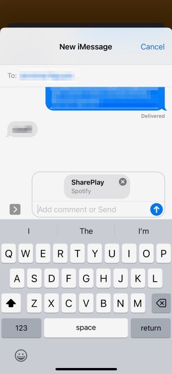 Screenshot of SharePlay invitation in a Messages window