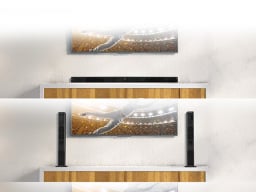 HyperGear SonicBoom Two-in-One Detachable Soundbar next to a tv.