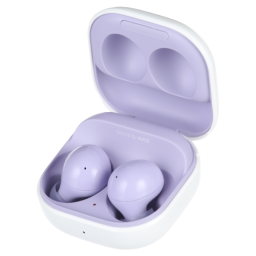 purple galaxy buds 2 in open charging case