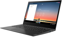 black lenovo 14e chromebook with display open