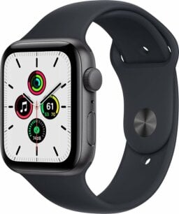 black apple watch with white face