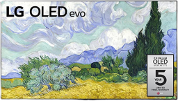 lg oled 77-inch 4k tv with watercolor portrait on screen