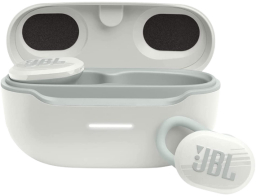 white jbl endurance race sport earbuds with case