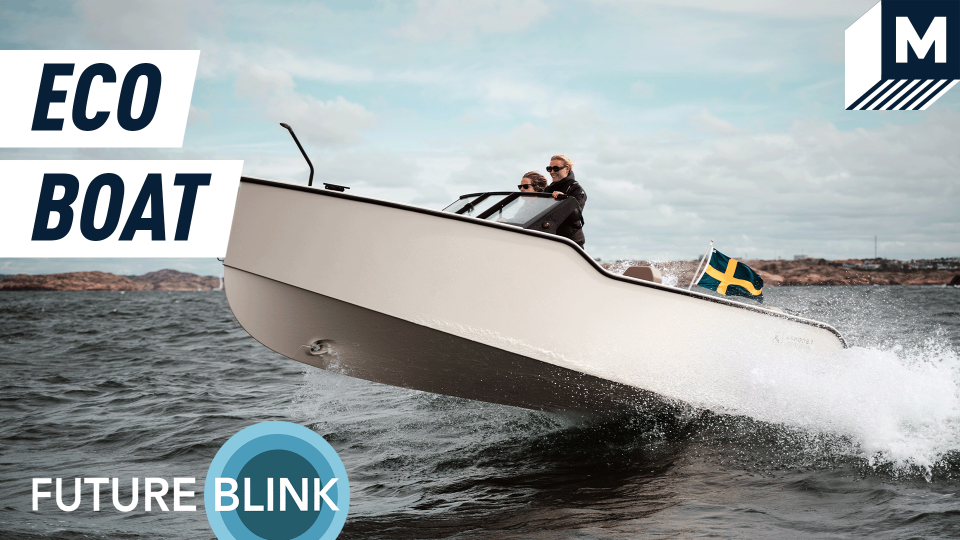 The X Shore 1 electric boat speeding on the water