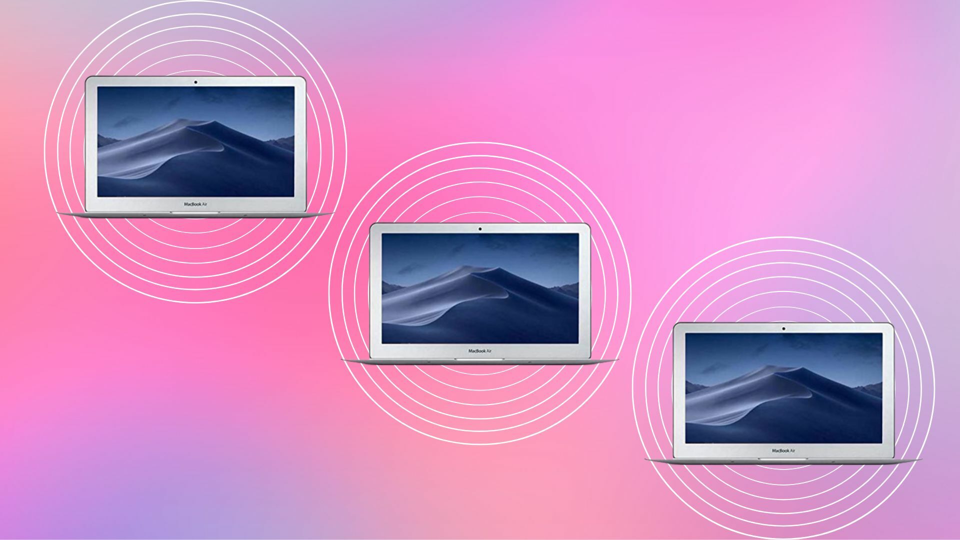 Refurbished MacBook Air 11.6-inch on a colorful background.