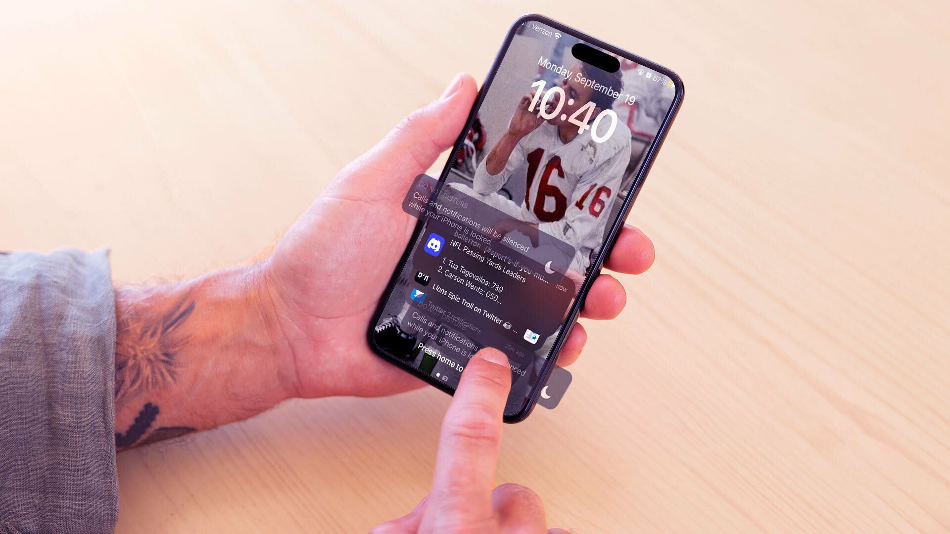 Notifications bursting out around the bottom of an iPhone screen
