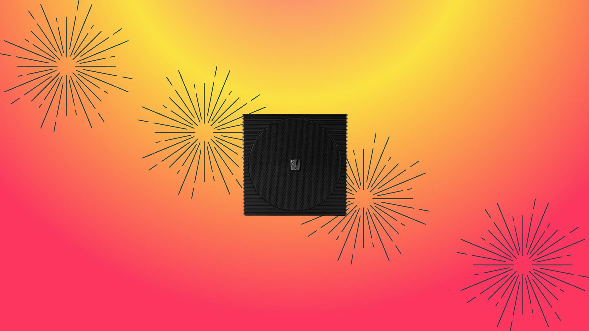 Soundfreaq Compact Bluetooth Speaker on a colorful background.