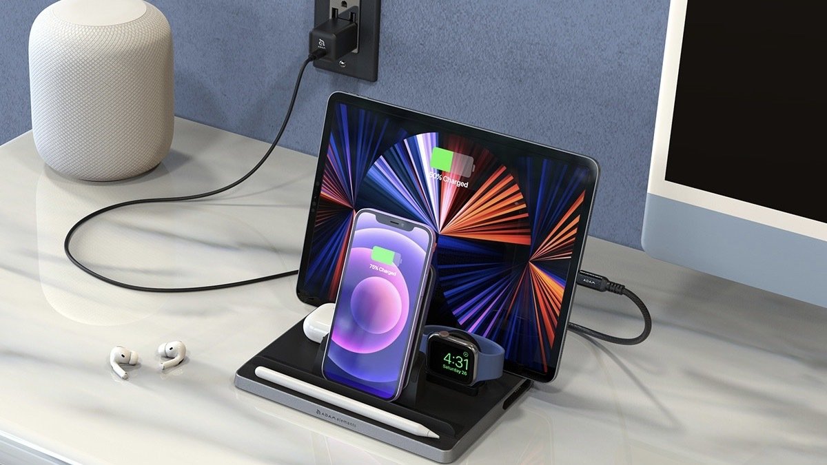 OMNIA Q5 5-in-1 Wireless Charging Station on a counter.