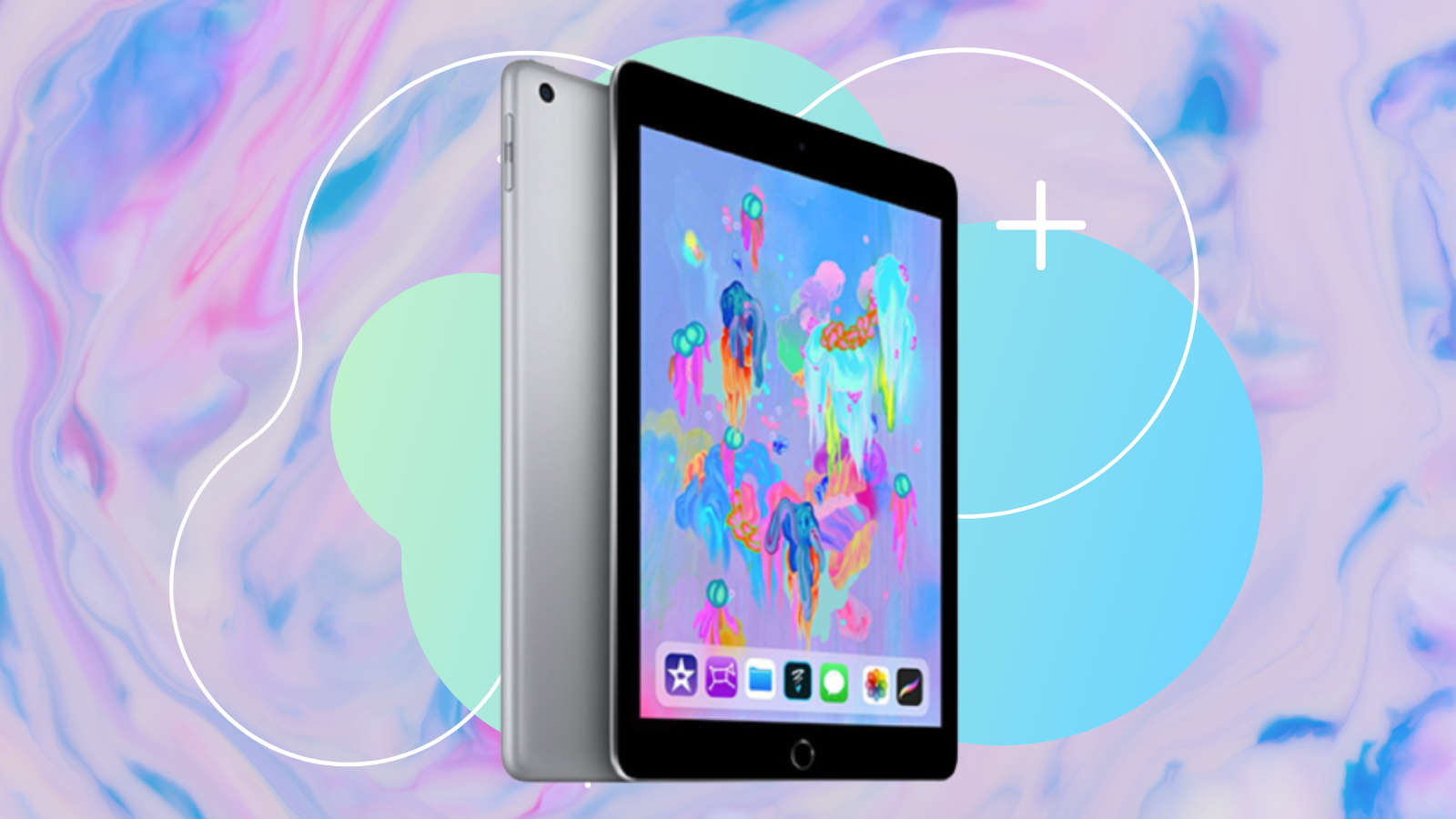 ipad 7th generation with purple and blue background