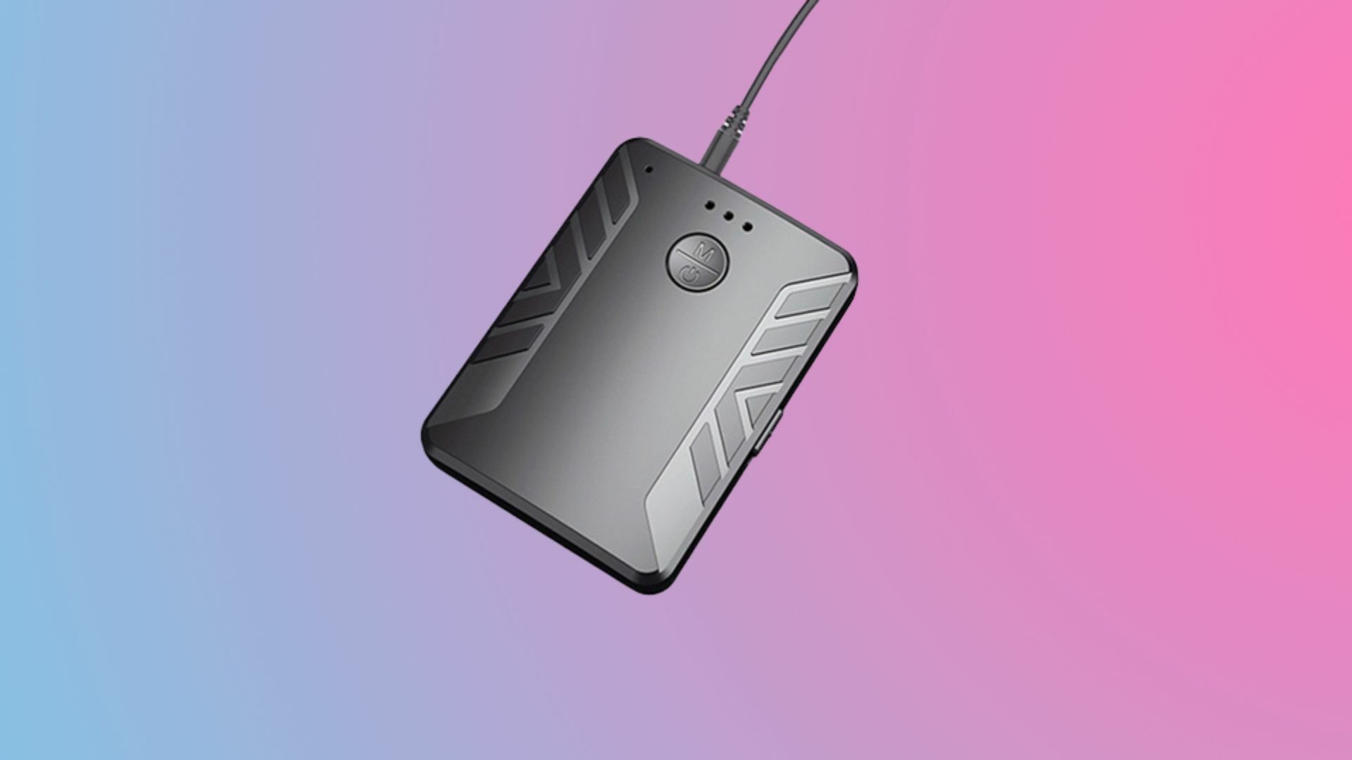 Two-in-One Bluetooth 5.0 Transmitter and Receiver on a colorful background.