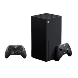 the xbox series x and its included wireless controller next to the xbox elite series 2 wireless controller