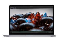 macbook pro m1 pro in gray with graphic on background