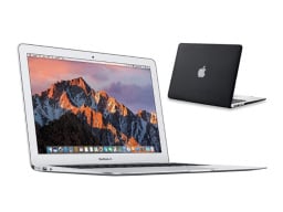 Apple MacBook Air 13.3" Core i5, 1.4GHz 4GB RAM 128GB - Silver (Refurbished) + Accessories Bundle on a white background.