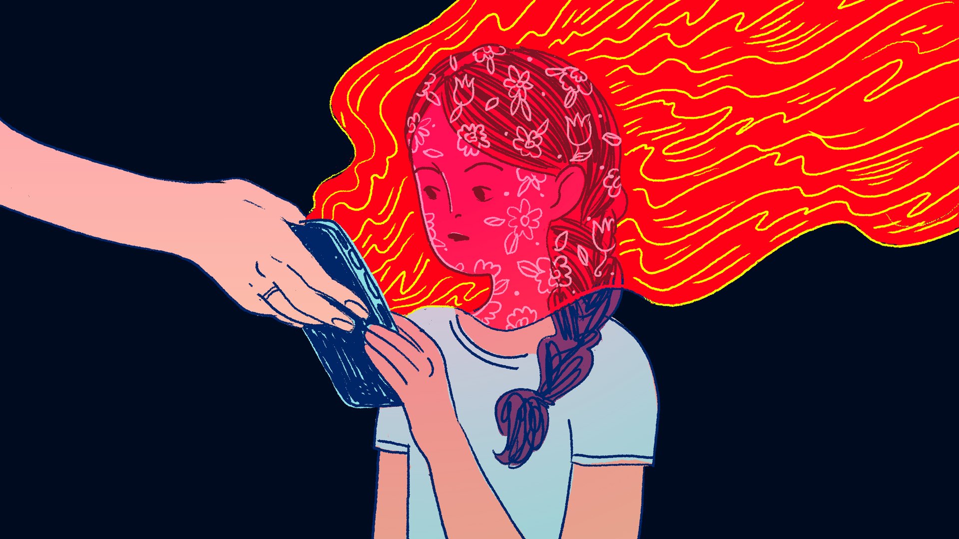 A kid looking at a screen