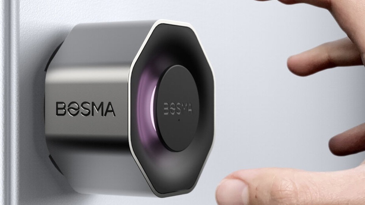 Someone reaching for the BOSMA Aegis Smart Door Lock.
